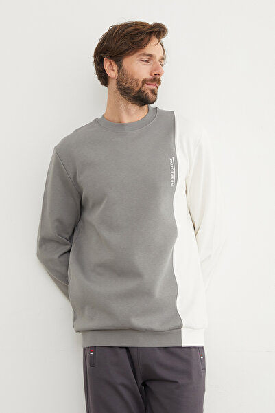 Fulla Moda Respective Text Printed Color Block Sweatshirt