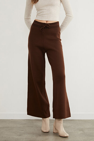 Fulla Moda Beli Lastikli Palazzo Triko Pantolon