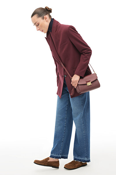 Perspective Burgundy Swallow Collar Jacket