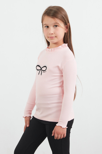 Fulla Moda Stone Ribbon Printed Ribbed Girl's Bodysuit
