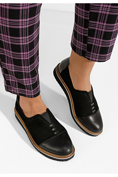 B T Shoes Čierne kožené poltopánky dámske Ariva V2