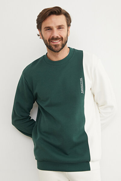 Fulla Moda Respectıve Yazı Baskılı Renk Bloklu Sweatshirt