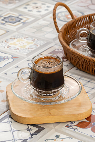 Porsima Lale 12 Piece Glass Turkish Coffee Cup Set 85 ml
