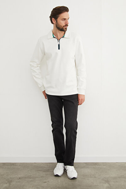 Fulla Moda Basic Polo Yaka Yarım Fermuarlı Pike Sweatshirt