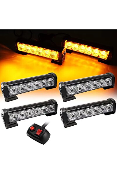 Dijipazar Turuncu Çakar Led 9 Farklı Modlu 12Volt Toplam 72Watt Gücünde Kalit...