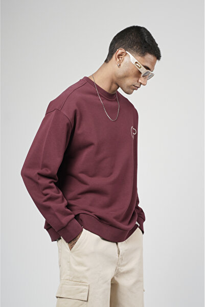 Butik Trend Biz Printed Men's Sweatshirt Crew Neck with Embroidery Detail