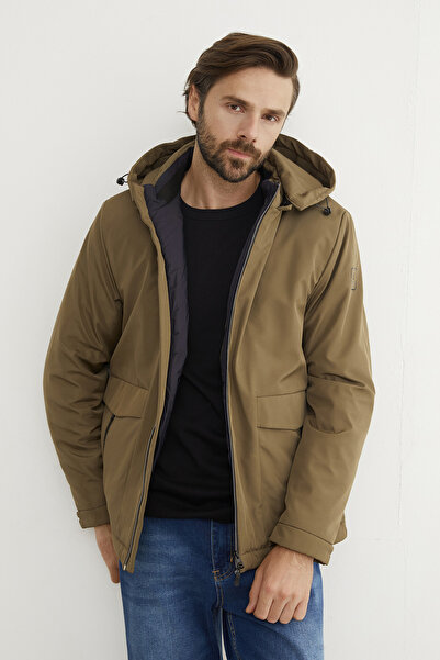 Fulla Moda Μπουφάν με με τύπωμα τσέπες με φερμουάρ με κουκούλα