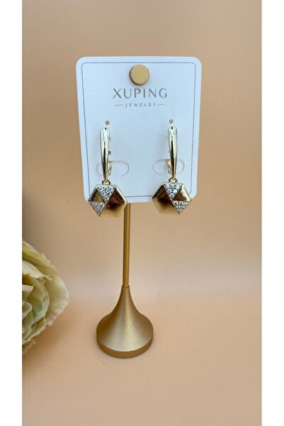 XUPING JEWELRY Zirkon Taşlı Altıgen Sallantılı Küpe