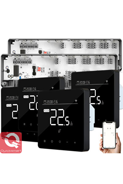 Quicksmart Kit Automatizare Incalzire Pardoseala Q10, 4 Termostate Q40 Negru
