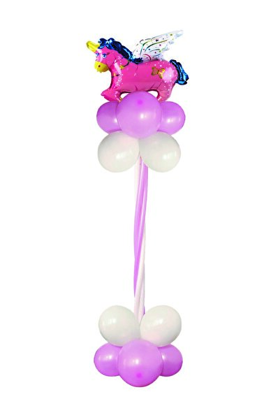 SDX Market Set de 17 baloane cu suport de 210 cm, Mirific Party Unicorn roz