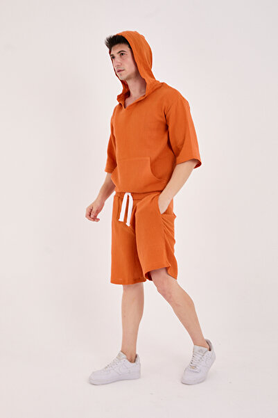 RELAXL 2-Piece Set 100% Cotton Orange Shorts and Hoodie from 2XS to 10XL