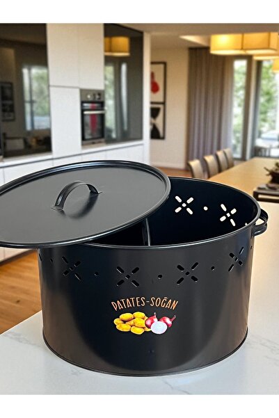 metalshop Büyük Boy Bölmeli Lüx Metal Patates Soğan Kovası
