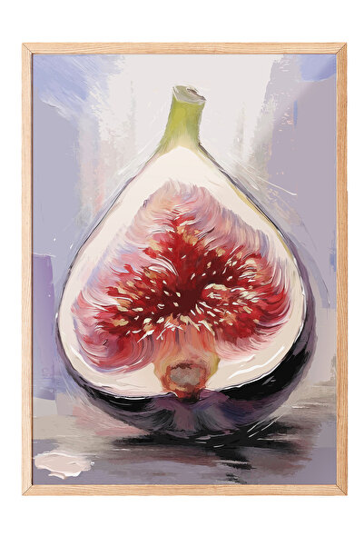 Zestia Tablou cu ramă din lemn, ilustrație cu detalii de fructe de smochină m...