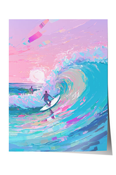 Zestia Poster fără ramă, design abstract cu valuri marine pentru surfing, pos...