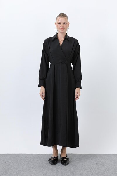 Loreen Γυναικείο Φόρεμα με Λεπτομέρεια με Κουμπιά-20674ELB - Μαύρο