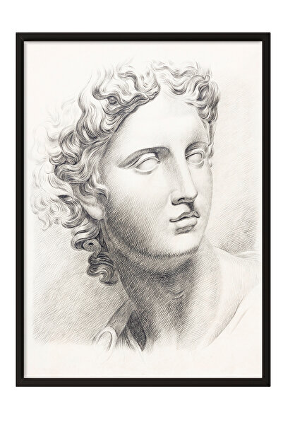 Zestia Tablou înrămat negru, Desen portret în stil sculptură clasică, Poster ...