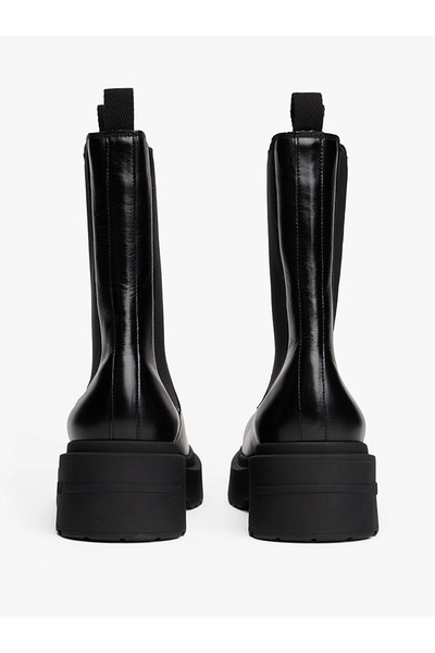 Tommy Hilfiger Kadın Pürüzsüz Deri Yüzeyli Platform Topuklu Şık Görünüşlü Siyah Bot & Bootie EN0EN02