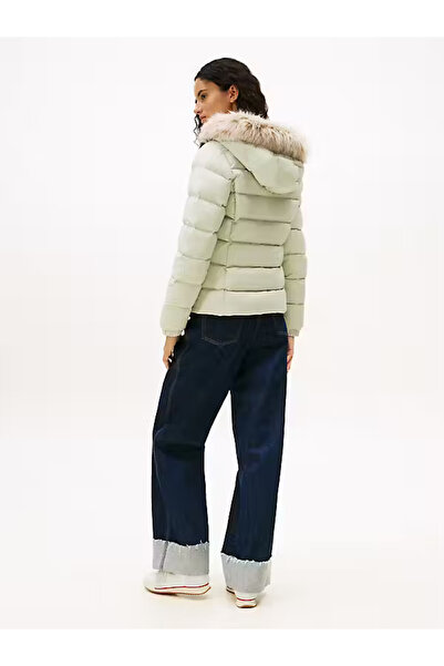 Tommy Hilfiger Women's Brand Logo Hooded Stylish Full Zipper Jacket Suitable for Daily Use Green