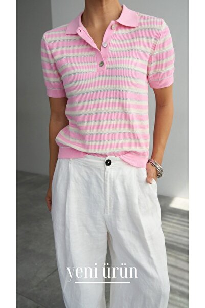 Serpirella Butik Tricotaj cu mânecă scurtă cu guler polo