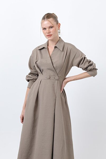 Loreen Γυναικείο φόρεμα με λεπτομέρεια με κουμπιά-20674ELB - Βιζόν