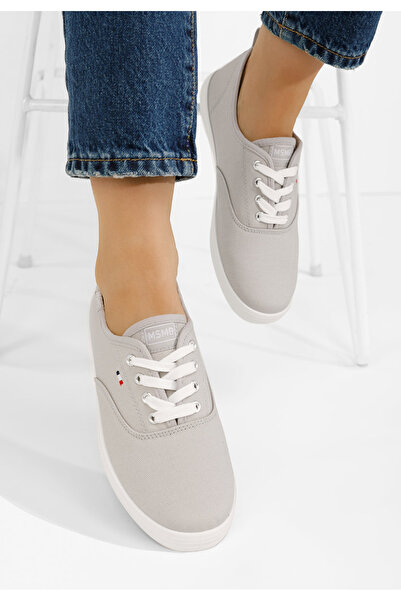 B T Shoes Šedé dámské plátěné tenisky Mikki