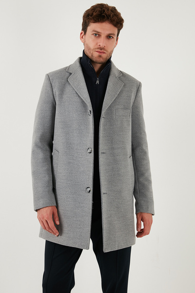 Buratti Slim Fit Single Slit Buttoned Mono Collar Cashmere Coat Men's Coat 5840098