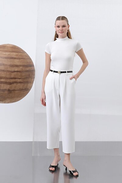 Puane Women's Pleated Trousers - 18227Pnt - Ecru