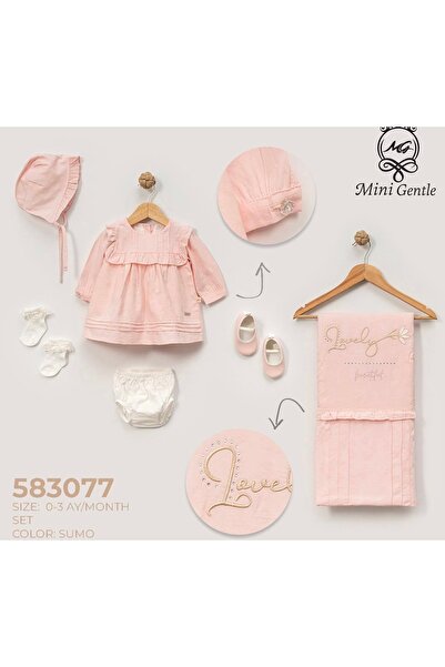 Baby shine طقم استقبال مواليد بنات مطرز فاخر قطن 6 قطع – ألوان متعددة