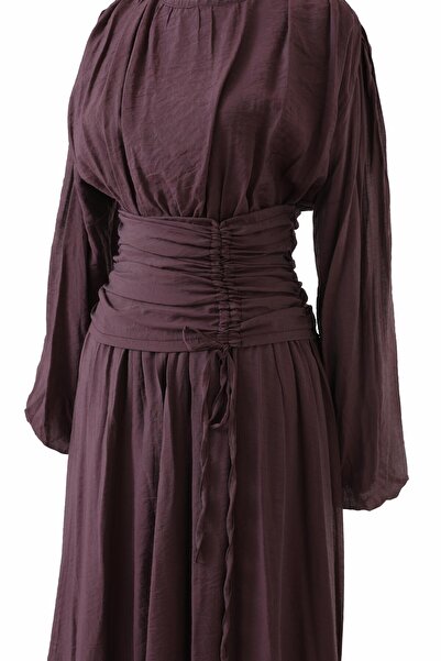 Loreen Γυναικείο Μακρύ Φόρεμα με Λεπτομέρεια στη Μέση -20712ELB - Βουργουνδία