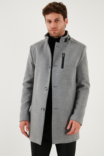 Buratti Slim Fit Buttoned Stand Collar Cashmere Coat Men's Coat 5840099