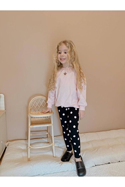YİGİT BUTİK Set pentru fete cu mâneci lungi cu model cu buline