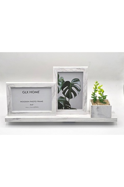 Galaxy Home Decorative Wooden Flowered 2-Piece Table Picture Frame Cream