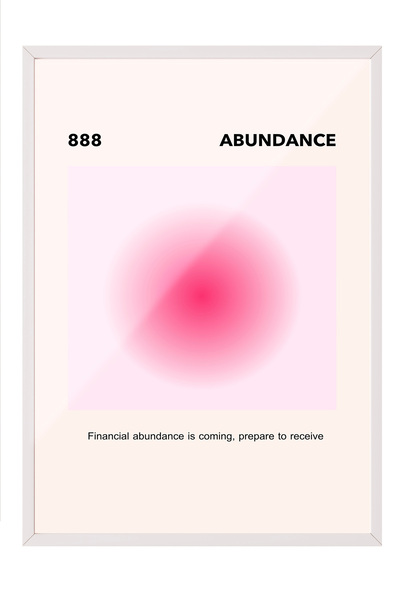 Zestia Tablou cu ramă albă, 888 Abundance Lucky Numbers, Poster decorativ pen...