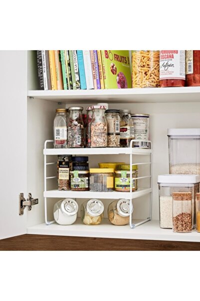 OEM Delinia extendable organizer – 2-tier white shelf for small spaces