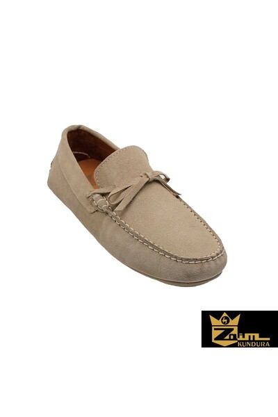 Zaim Kundura Men's Beige Genuine Suede Shoes 342890901-1