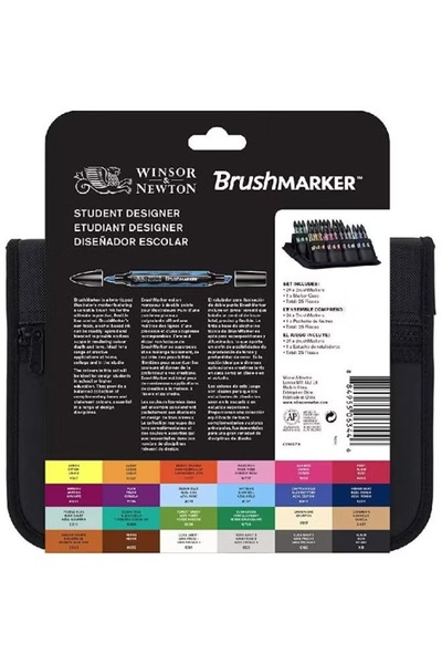 Winsor and Newton Brush Marker Student Designer - Wallet Set (24 Colors) Graphic
