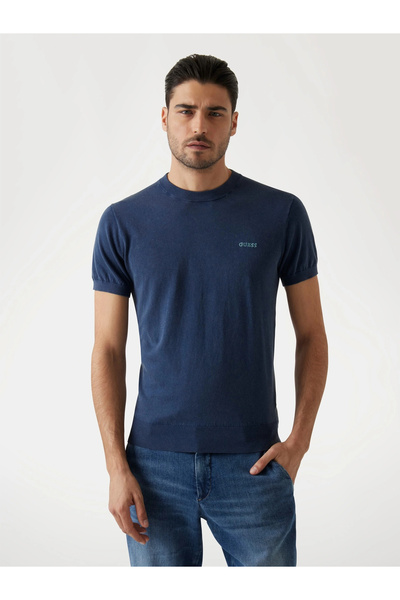 Guess Cornell pentru bărbați, albastru bleumarin, amestec de mătase tricou M4...