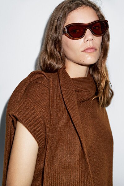 Massimo Dutti Atkılı V yaka triko süveter