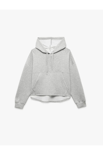 Koton Hooded Gray Women's Sweatshirt 6Wak10109Ek