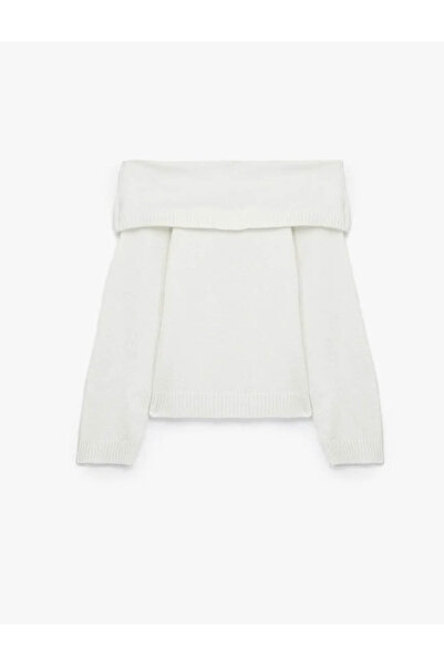 Koton Omzu Open Knitwear Ecru Women's Sweater 6Wak90056Ht