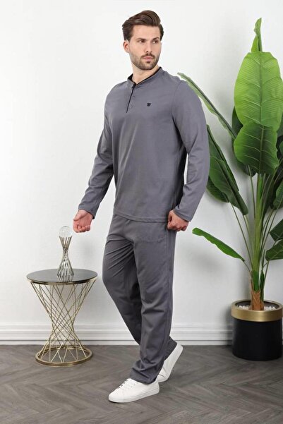 Madmext Smoked Button Collar Men's Pajama Set E7333