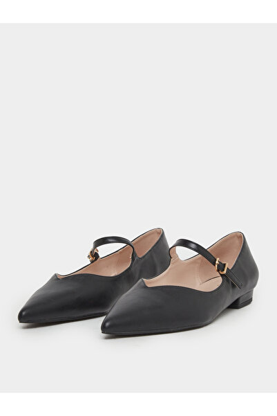 Raid By Styli Black Pointed Toe Ballet Flat Shoes