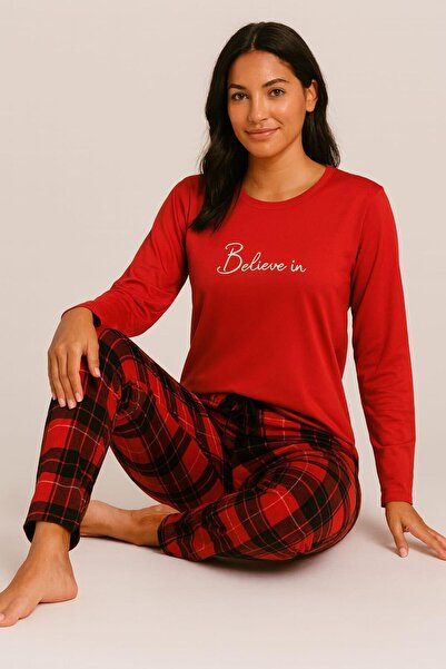 Pemilo Women's Long Sleeve 20362 Milan Pajama Set Red