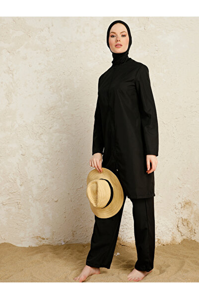 Mayo Bella By Styli Black Full Coverage Front Zip Burkini Set