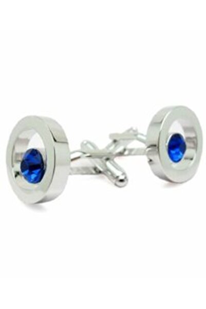 wowland Cufflinks Circle with Blue Stone