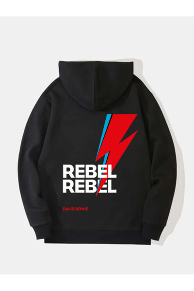 MAGORS سترة روك قطنية مطبوعة بأكمام طويلة من ديفيد باوي مكونة من 3 خيوط