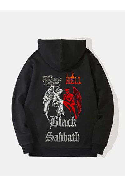 MAGORS سترة روك قطنية مطبوعة بأكمام طويلة وقلنسوة من BLACK SABBATH بثلاثة خيوط