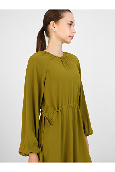 Benin By Styli Olive Green Balloon Sleeve Maxi Dress