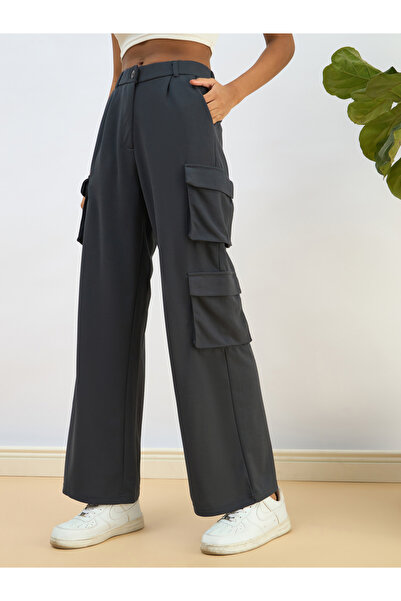 Sassafras By Styli Women Navy Comfort Fit Korean Cargo Pants