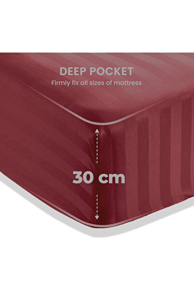 Eworld 4 Piece King Size White Striped Bedding Set – Microfiber Duvet Cover, Fitted Sheet & 2 Pillowcases